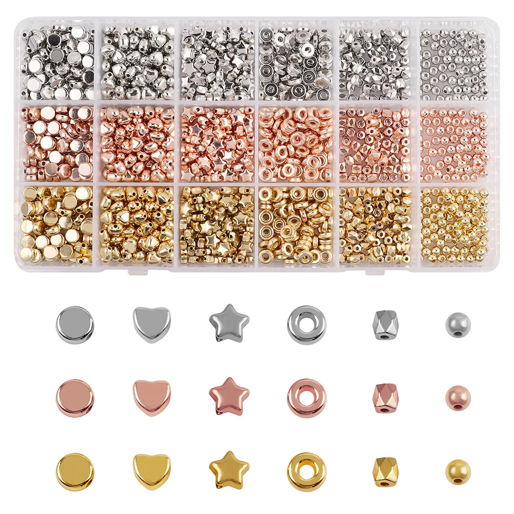 1440pcs CCB Plated Gold Spacer Beads Set Round Heart Beads Charm Kit Beads for Jewelry Making DIY Bracelet Necklace Star Box
1440pcs CCB Plated Gold Spacer Beads Set Round Heart Beads Charm Kit Beads for Jewelry Making DIY Bracelet Necklace Star Box