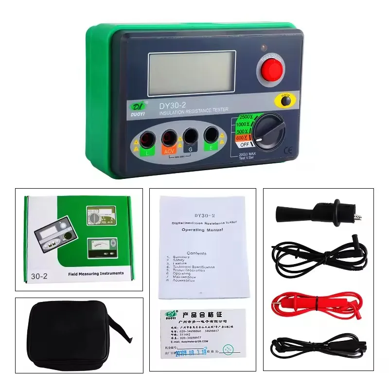 DY30-2 500V 1000V 2500V Volt Megaohm Meter Multimeter Megohmmeter Voltmeter Digital Insulation Resistance Tester DUOYI DY30-2 
DY30-2 500V 1000V 2500V Volt Megaohm Meter Multimeter Megohmmeter Voltmeter Digital Insulation Resistance Tester DUOYI DY30-2