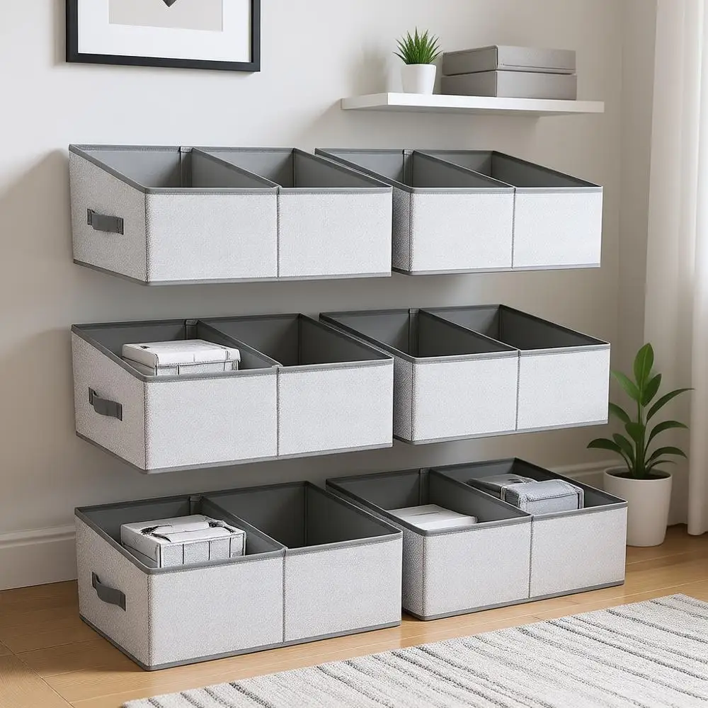 Набор из 6 тканевых корзин-трапеций для хранения с ручками и разделителями для шкафа, серый
Набор из 6 тканевых корзин-трапеций для хранения с ручками и разделителями для шкафа, серый