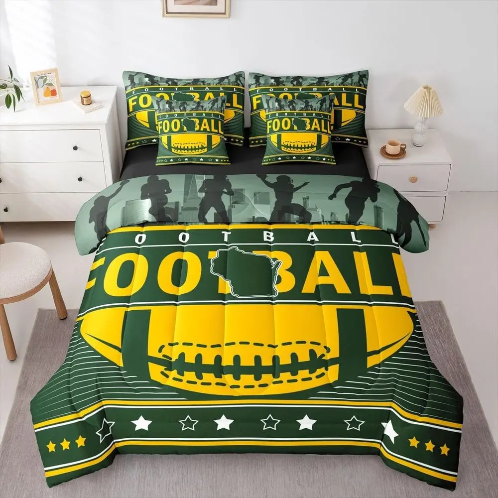 King Size Rugby Themed Comforter Set: Bed in a Bag with Sheet, Pillowcases & Throw Pillow Covers
King Size Rugby Themed Comforter Set: Bed in a Bag with Sheet, Pillowcases & Throw Pillow Covers