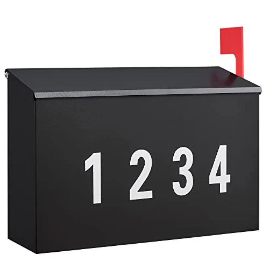 Wall-Mount Mailbox with One Flag Kit and Three Sets of 0-9 Mailbox Number Stickers, Mailboxes for Outside, Galvanized Steel Rus
Wall-Mount Mailbox with One Flag Kit and Three Sets of 0-9 Mailbox Number Stickers, Mailboxes for Outside, Galvanized Steel Rus