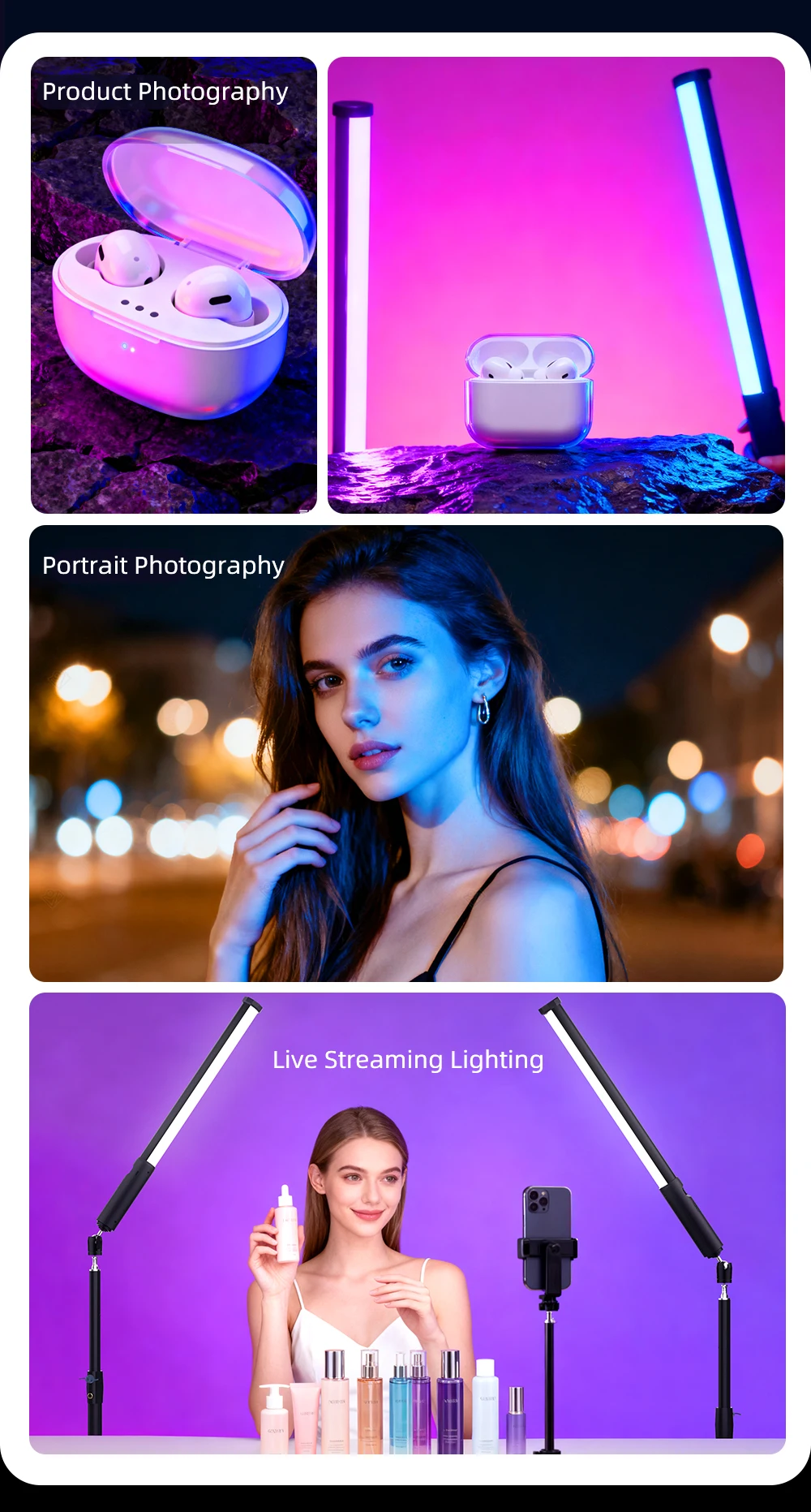 LUXCEO P300 RGB Tube 5W 380LM Видеосветильник, Перезаряжаемая светодиодная палочка 2500-9000K, заполняющее освещение для видеоблогов/фотосъемки продуктов
LUXCEO P300 RGB Tube 5W 380LM Видеосветильник, Перезаряжаемая светодиодная палочка 2500-9000K, заполняющее освещение для видеоблогов/фотосъемки продуктов