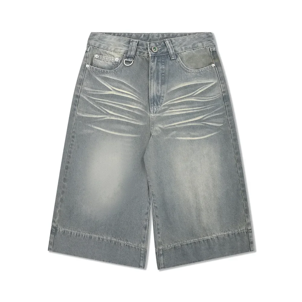 Men's Distressed and Washed Summer Street-style Shorts with Creases and Whitened Appearance, Wide-leg, Loose and Casual.
Men's Distressed and Washed Summer Street-style Shorts with Creases and Whitened Appearance, Wide-leg, Loose and Casual.