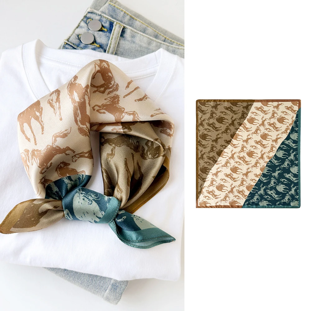 Spring Summer 100% Real Silk Small Women's Neck Scarfs 53X53 CM Horse Scarf Femme Gift Hair Handkerchief Elegant Scarf Necklace
Spring Summer 100% Real Silk Small Women's Neck Scarfs 53X53 CM Horse Scarf Femme Gift Hair Handkerchief Elegant Scarf Necklace