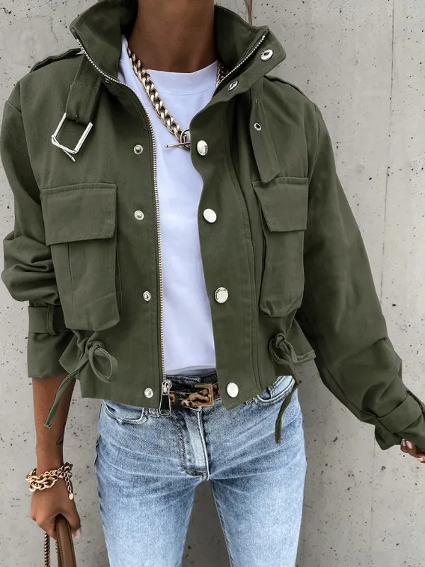 Spring New Women's Motorcycle Jacket Short Sleeveless Green Military Pocket Zipper Long Sleeve Outerwear Fashionable Commute ...
Spring New Women's Motorcycle Jacket Short Sleeveless Green Military Pocket Zipper Long Sleeve Outerwear Fashionable Commute ...
