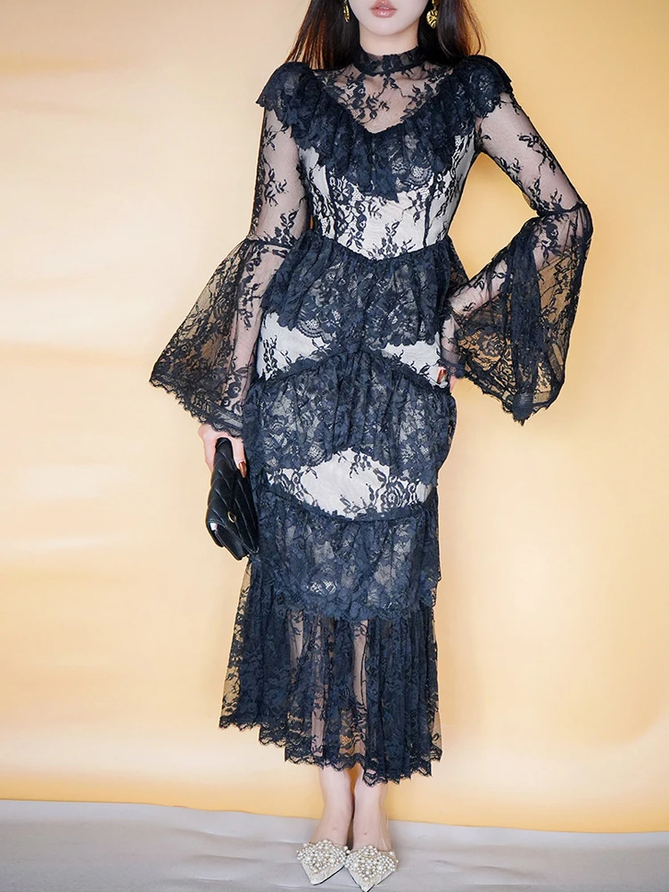 Luxury romantic Lace patchwork dress for women 2026 Spring Summer Sexy Hollow out Flare sleeve midi dresses white INKEO 5D28
Luxury romantic Lace patchwork dress for women 2026 Spring Summer Sexy Hollow out Flare sleeve midi dresses white INKEO 5D28