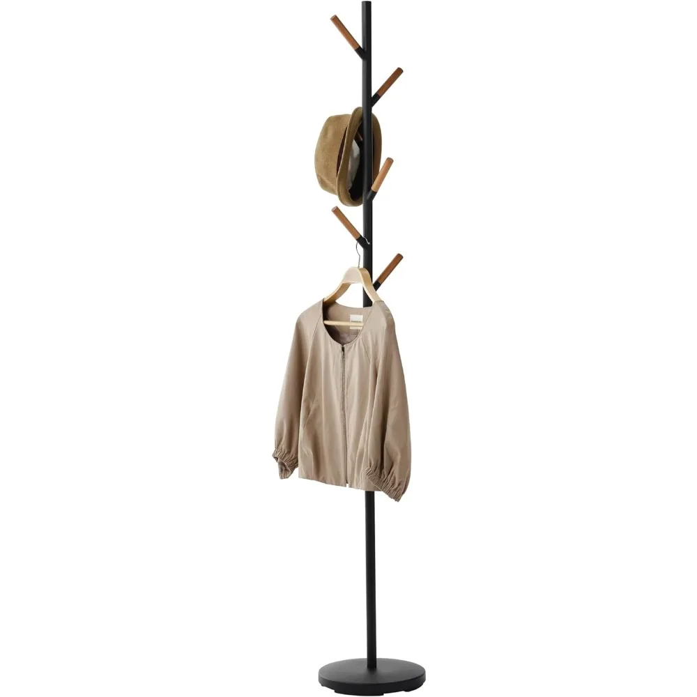 Home Freestanding Coat Hanger Rack with Wooden Hooks, Space Saving Steel One Size Black
Home Freestanding Coat Hanger Rack with Wooden Hooks, Space Saving Steel One Size Black
