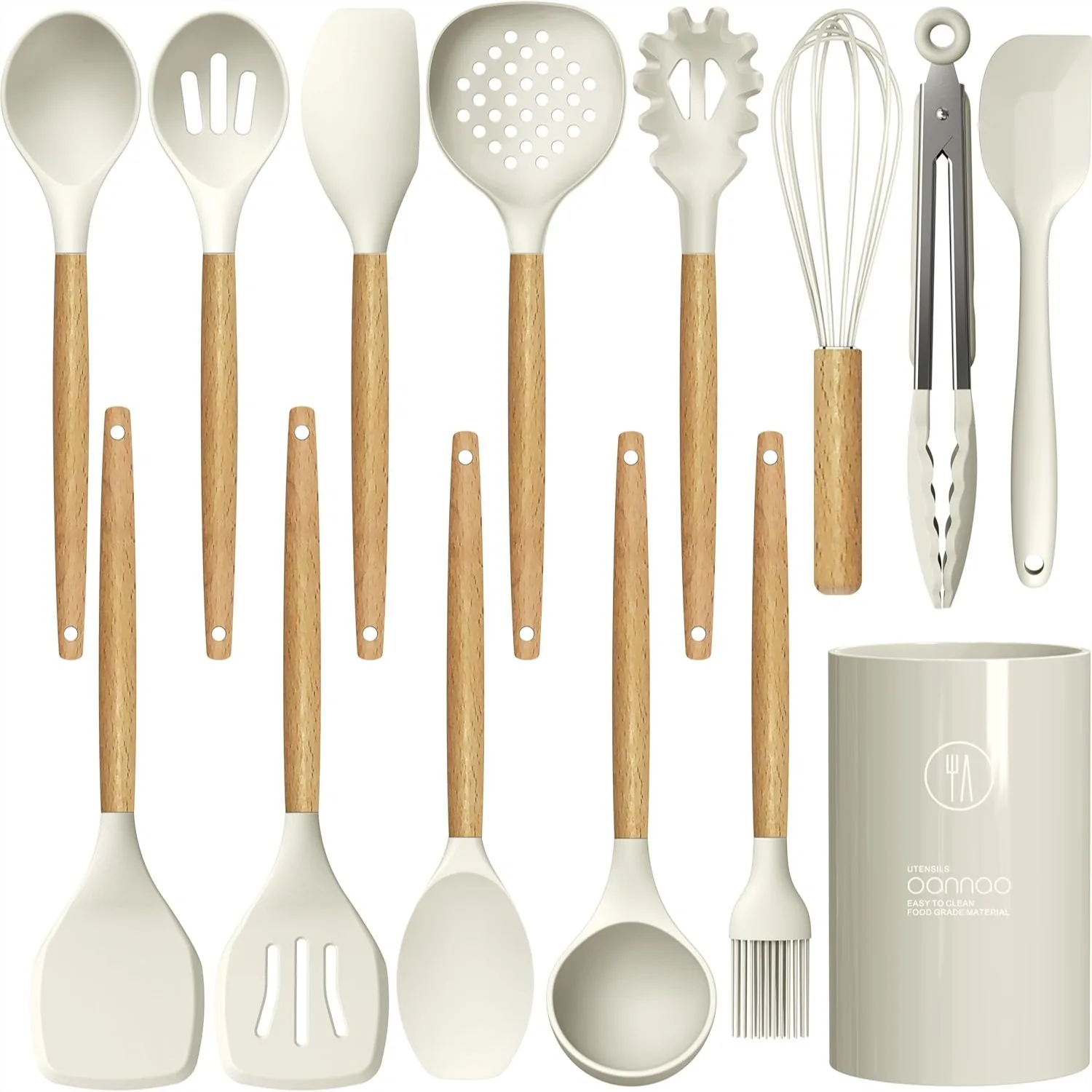 Silicone Cooking Utensils Set - 446°F Heat Resistant Kitchen Utensils with Wooden Handles for Non-Stick Cookware
Silicone Cooking Utensils Set - 446°F Heat Resistant Kitchen Utensils with Wooden Handles for Non-Stick Cookware