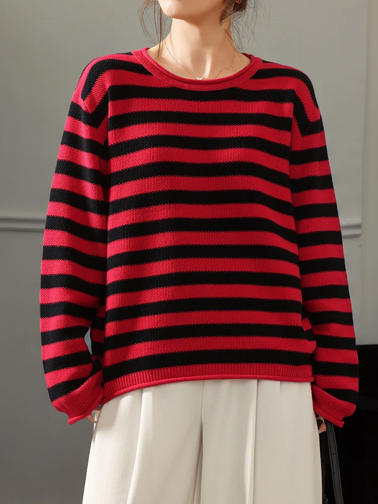 Женский свитер из 100% хлопка, осенне-зимний трикотаж, уютный пуловер с длинным рукавом, полосатый, новый, повседневный джемпер
Женский свитер из 100% хлопка, осенне-зимний трикотаж, уютный пуловер с длинным рукавом, полосатый, новый, повседневный джемпер