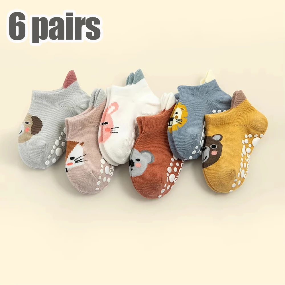 6 pairs of boys and girls' anti slip socks with cute cartoon animal patterns, comfortable and breathable baby floor socks
6 pairs of boys and girls' anti slip socks with cute cartoon animal patterns, comfortable and breathable baby floor socks