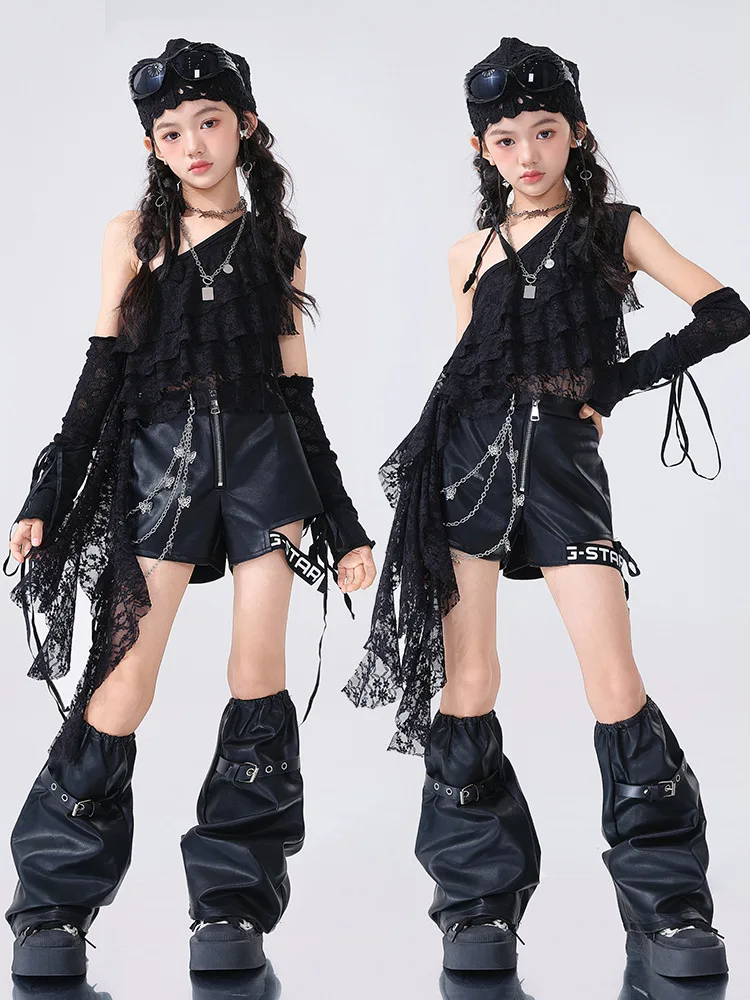 2025 New Kpop Jazz Dance Costume Girls Trendy Suit Lace Top Black Shorts Modern Dance Performance Outfit Cool Streetwear
2025 New Kpop Jazz Dance Costume Girls Trendy Suit Lace Top Black Shorts Modern Dance Performance Outfit Cool Streetwear