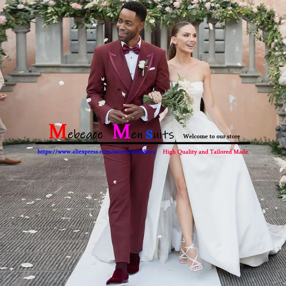 Burgundy Slim Fit Mens Suit Double Breasted Wedding Suits For Men 2 Piece Set Jacket Pants Groom Evening Party Suit Traje Novio
Burgundy Slim Fit Mens Suit Double Breasted Wedding Suits For Men 2 Piece Set Jacket Pants Groom Evening Party Suit Traje Novio