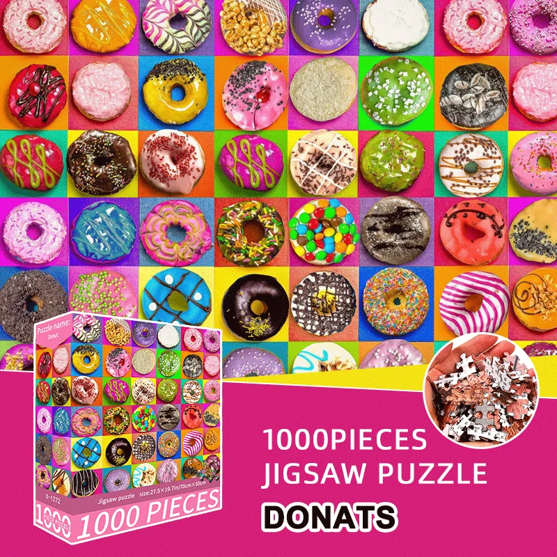 1000pcs Jigsaw Puzzle Donut Pattern 27.56x19.69 Inches Alphabet Partition Backing Adult Brain Teaser Game
1000pcs Jigsaw Puzzle Donut Pattern 27.56x19.69 Inches Alphabet Partition Backing Adult Brain Teaser Game
