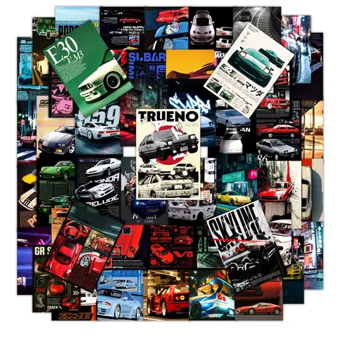 50/100PCS JDM Retrofit Racing Car Graffiti Stickers for Laptop Skateboard Luggage Guitar Bike Waterproof Decals