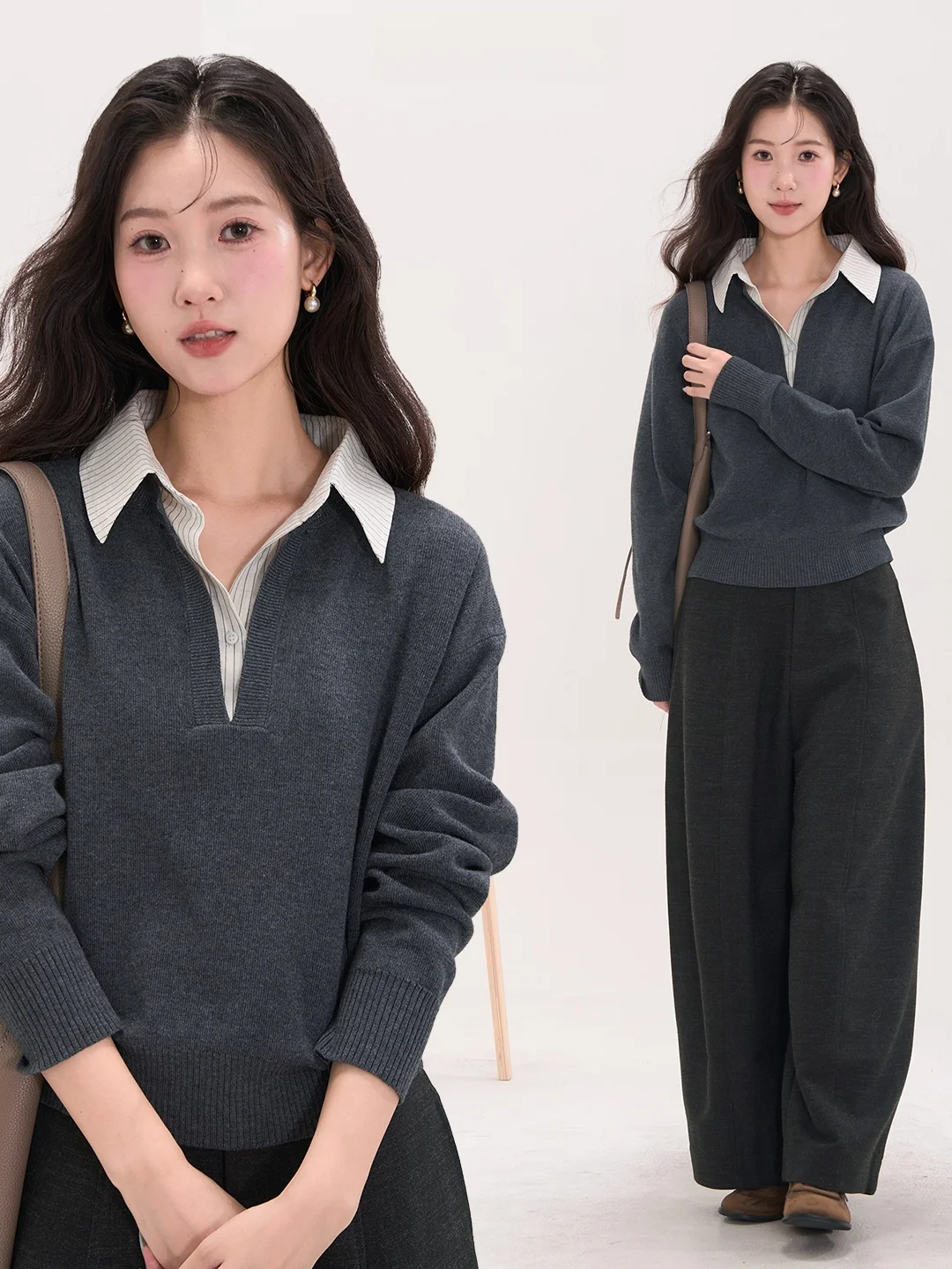 Вязаный свитер с воротником-стойкой, женский топ в полоску, лоскутный, осенний, повседневный, свободного кроя, трикотаж
Вязаный свитер с воротником-стойкой, женский топ в полоску, лоскутный, осенний, повседневный, свободного кроя, трикотаж