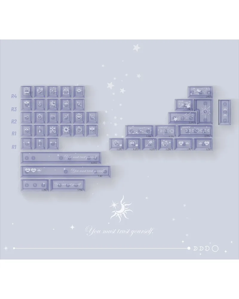 Pastel purple and blue durable pbt keycaps set high quality for custom mechanical keyboards
Pastel purple and blue durable pbt keycaps set high quality for custom mechanical keyboards