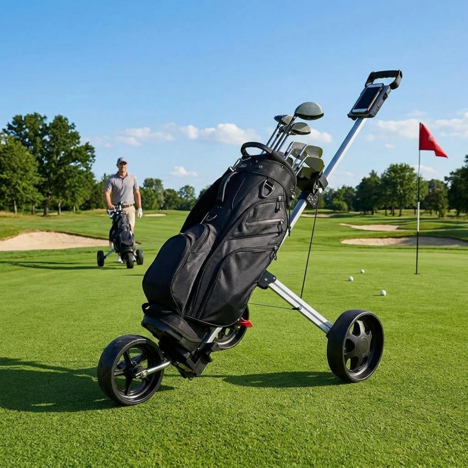 3 Wheel Golf Push Vehicle Compact Sports Gear Carrier for Golfers
3 Wheel Golf Push Vehicle Compact Sports Gear Carrier for Golfers