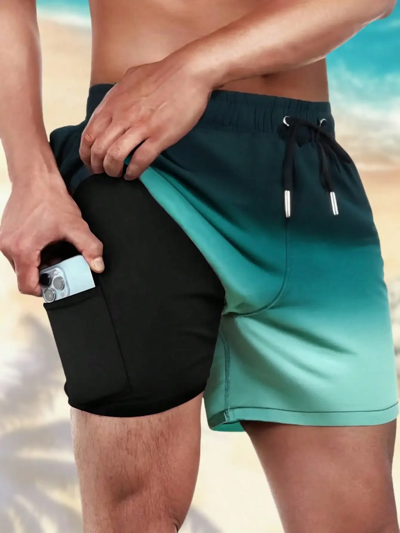Men's Beach Shorts With Compression Liner, 2-In-1 Quick Dry Swim Trunks
Men's Beach Shorts With Compression Liner, 2-In-1 Quick Dry Swim Trunks