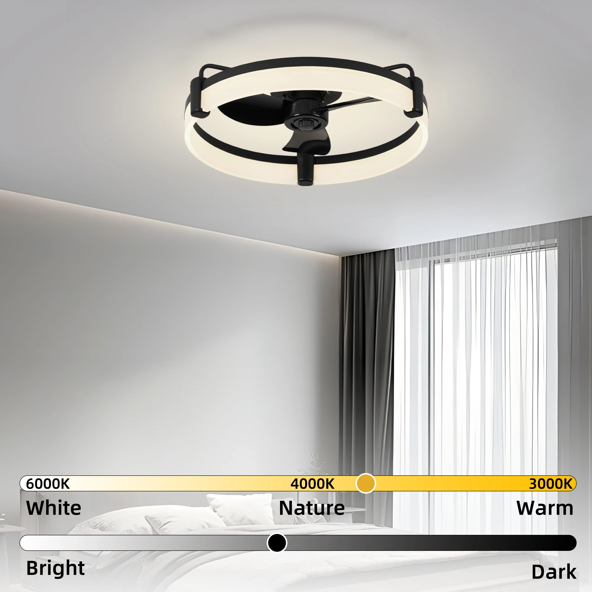 Embedded LED ceiling fan, 3-blade with lights and remote control lamp, dimmable from 3000K to 6500K lighting
Embedded LED ceiling fan, 3-blade with lights and remote control lamp, dimmable from 3000K to 6500K lighting
