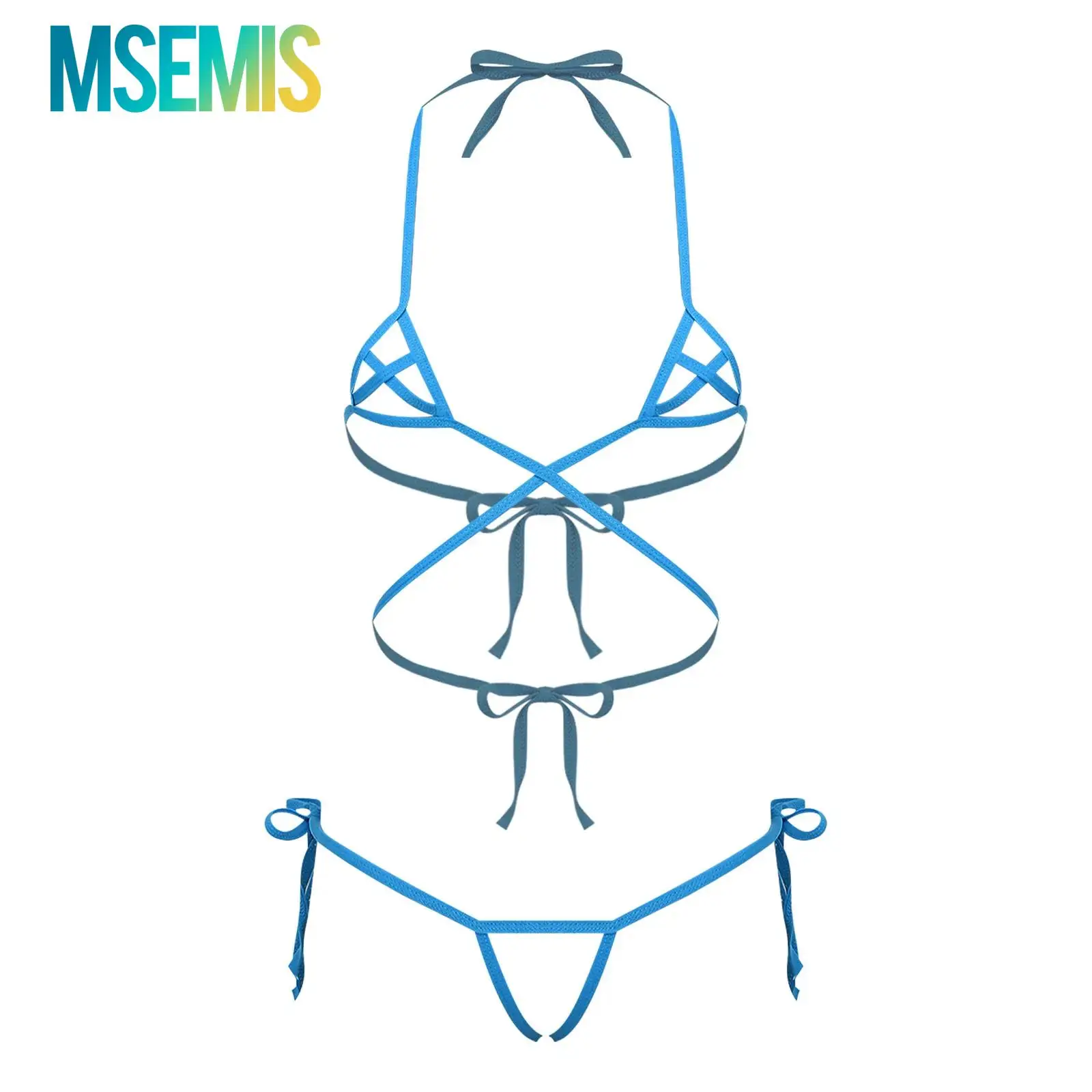 Womens Lingerie See Through Bikini Swimwear Set Lacing Halter Bra And Crotchless G-string Thong Swimsuit 2-piece Bathing Suit
Womens Lingerie See Through Bikini Swimwear Set Lacing Halter Bra And Crotchless G-string Thong Swimsuit 2-piece Bathing Suit
