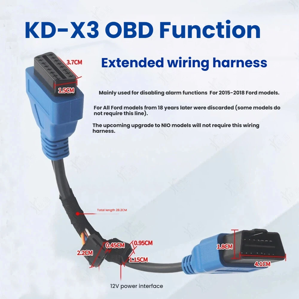for Ford OBD Function Extension Cable for Ford After 2018 for All Keys Lost/ Alarm Reset/ Override Work with KD X4
for Ford OBD Function Extension Cable for Ford After 2018 for All Keys Lost/ Alarm Reset/ Override Work with KD X4