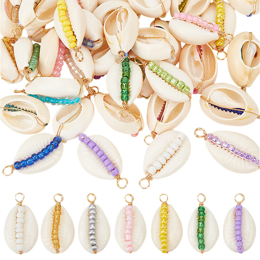 42Pcs 42 Styles Cowrie Shell Pendants Real 18K Gold Plated Copper Wire Wrapped Glass Seed Beads Charms Mixed Color
42Pcs 42 Styles Cowrie Shell Pendants Real 18K Gold Plated Copper Wire Wrapped Glass Seed Beads Charms Mixed Color