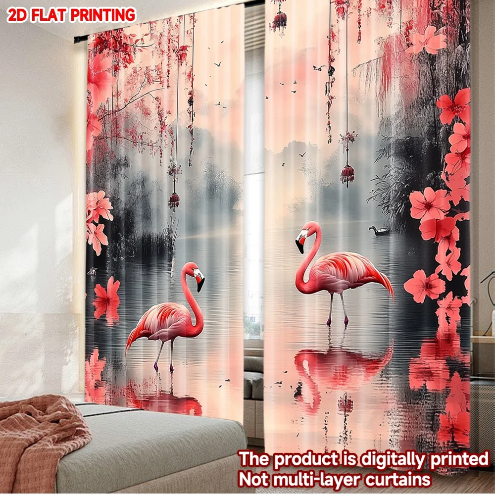 2D flat printing 2pcs Curtain Curtain Pink Flamingos in Mist Digital Printed Polyester Drapes All Season Party & Holiday Decor
2D flat printing 2pcs Curtain Curtain Pink Flamingos in Mist Digital Printed Polyester Drapes All Season Party & Holiday Decor