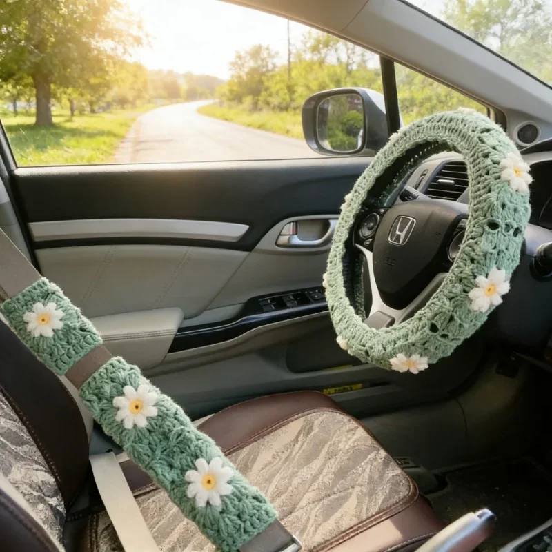 Теплый противоскользящий чехол на руль автомобиля с цветочным узором ручной вязки, простой и стильный зимний декор для автомобиля, аксессуар для безопасного вождения, аксессуар для ремня безопасности
Теплый противоскользящий чехол на руль автомобиля с цветочным узором ручной вязки, простой и стильный зимний декор для автомобиля, аксессуар для безопасного вождения, аксессуар для ремня безопасности