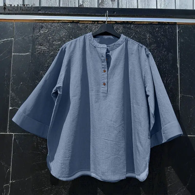 ZANZEA, женская блузка, модные повседневные однотонные рубашки с круглым вырезом и рукавами 3/4, лето 2026, элегантная офисная уличная одежда, свободные топы-туники
ZANZEA, женская блузка, модные повседневные однотонные рубашки с круглым вырезом и рукавами 3/4, лето 2026, элегантная офисная уличная одежда, свободные топы-туники