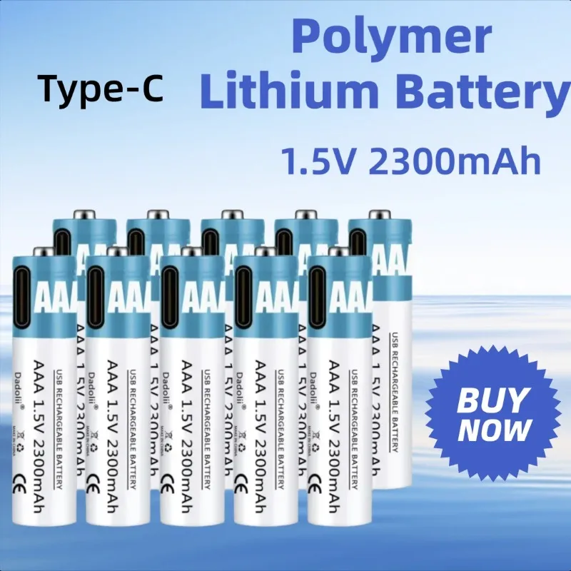1.5V AAA Rechargeable Battery 2300mAh Polymer Lithium Battery Quick Charging By Type-C USB Cable
1.5V AAA Rechargeable Battery 2300mAh Polymer Lithium Battery Quick Charging By Type-C USB Cable