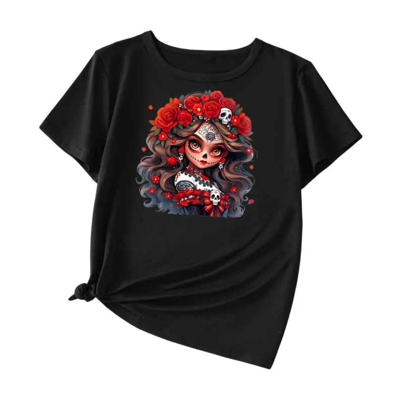 Dark themed character print 2024 summer new design with slimming short sleeves
Dark themed character print 2024 summer new design with slimming short sleeves