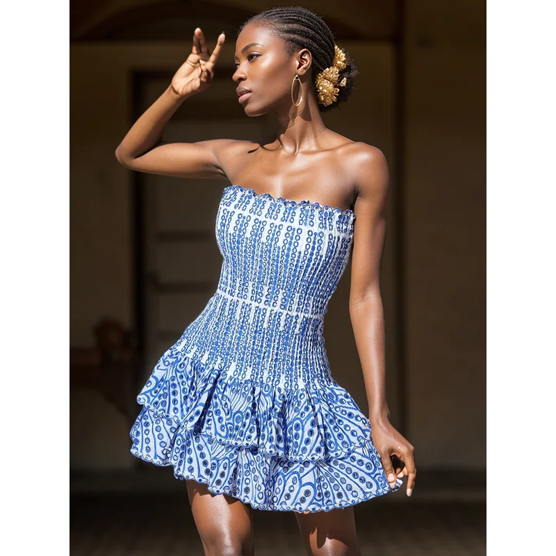 Women Summer Floral Print Strapless Sexy Skninny Stretchy Hollow Out Ruffled Cake Mini Sexy Party Club Dress
Women Summer Floral Print Strapless Sexy Skninny Stretchy Hollow Out Ruffled Cake Mini Sexy Party Club Dress