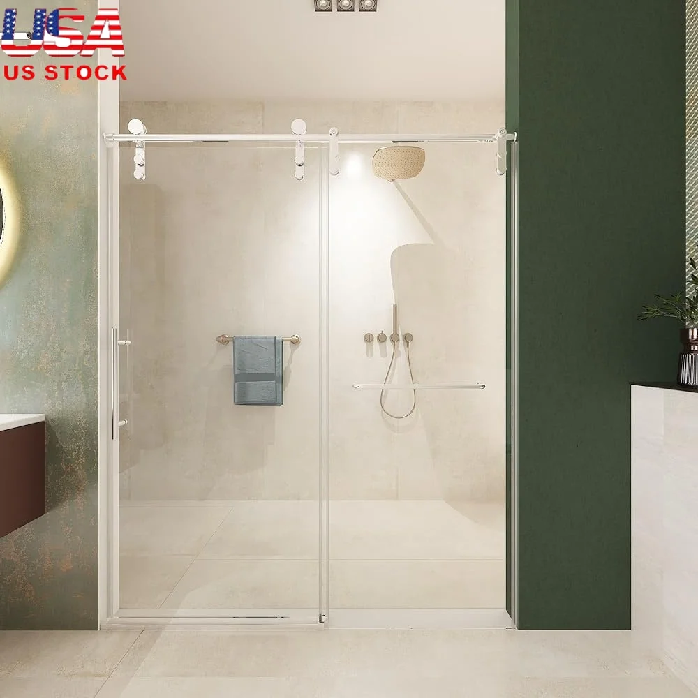 Frameless Sliding Shower Door 5/16in Tempered Glass with Towel Bar Reversible Installation Durable Stainless Steel Frame Buffer
Frameless Sliding Shower Door 5/16in Tempered Glass with Towel Bar Reversible Installation Durable Stainless Steel Frame Buffer