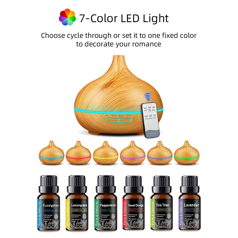 Diffuser For Home Wood Grain Aroma Diffuser with Remote Control Timer 6 Oil Set 550ml Cool Mist Humidifier for Large Room
Diffuser For Home Wood Grain Aroma Diffuser with Remote Control Timer 6 Oil Set 550ml Cool Mist Humidifier for Large Room