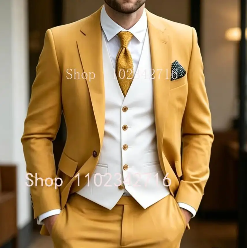 New Design Yellow Tuxedo Wedding Suits for Men Groom Groomsman Formal Party Men Business Prom Suits Slim Fit 3 Pieces Sets Dress
New Design Yellow Tuxedo Wedding Suits for Men Groom Groomsman Formal Party Men Business Prom Suits Slim Fit 3 Pieces Sets Dress