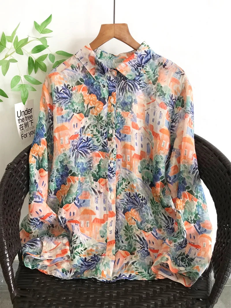 2021, льняные блузки из чистого рами для женщин, осенне-весенние оригинальные рубашки с масляной живописью, дизайнерская женская рубашка с длинными рукавами
2021, льняные блузки из чистого рами для женщин, осенне-весенние оригинальные рубашки с масляной живописью, дизайнерская женская рубашка с длинными рукавами