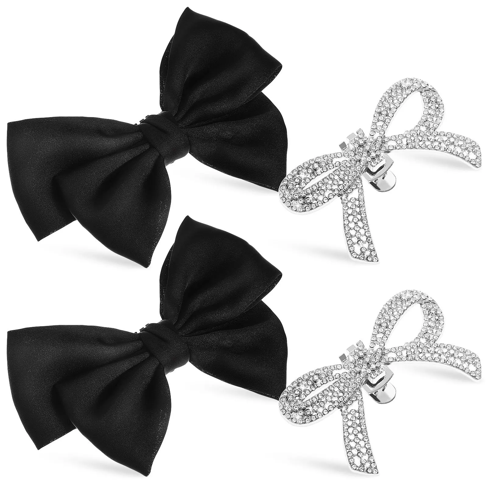 4Pcs Black Satin Bow Shoe Clips Silver Rhinestone Decorative Heels Women Dress Shoes Pumps Long Lasting Elegant Gifts
4Pcs Black Satin Bow Shoe Clips Silver Rhinestone Decorative Heels Women Dress Shoes Pumps Long Lasting Elegant Gifts