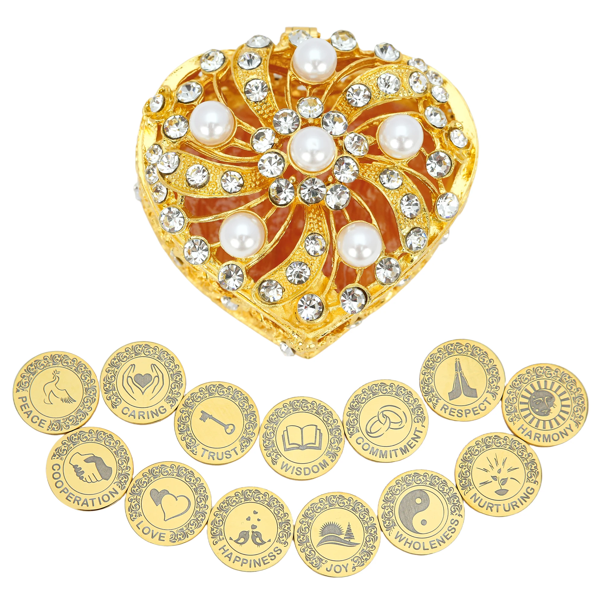 Customized 13 pcs Wedding Unity Coins with Gold Silver Heart Box, Arras de matrimonio, Wedding Coins for Unity Ceremony
Customized 13 pcs Wedding Unity Coins with Gold Silver Heart Box, Arras de matrimonio, Wedding Coins for Unity Ceremony