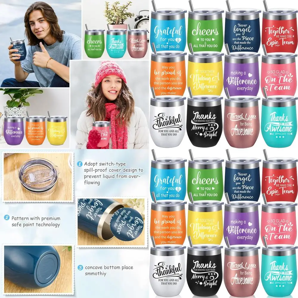 Bulk 12 oz Stainless Steel Tumblers with Lids & Straws for Office Christmas Gifts - Positive Style, Set of 12
Bulk 12 oz Stainless Steel Tumblers with Lids & Straws for Office Christmas Gifts - Positive Style, Set of 12