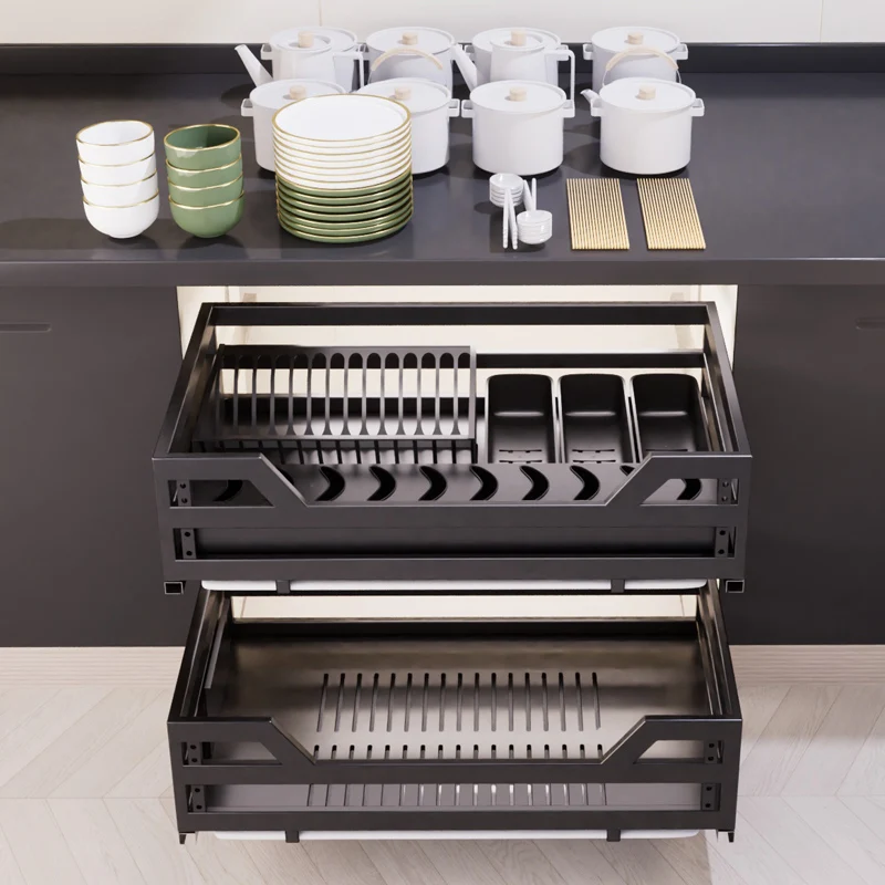 Basket Kitchen Cabinet 304 Stainless Steel Double-layer Drawer Bowl Rack Storage Seasoning Built-in Cabinet Basket Blue 
Basket Kitchen Cabinet 304 Stainless Steel Double-layer Drawer Bowl Rack Storage Seasoning Built-in Cabinet Basket Blue