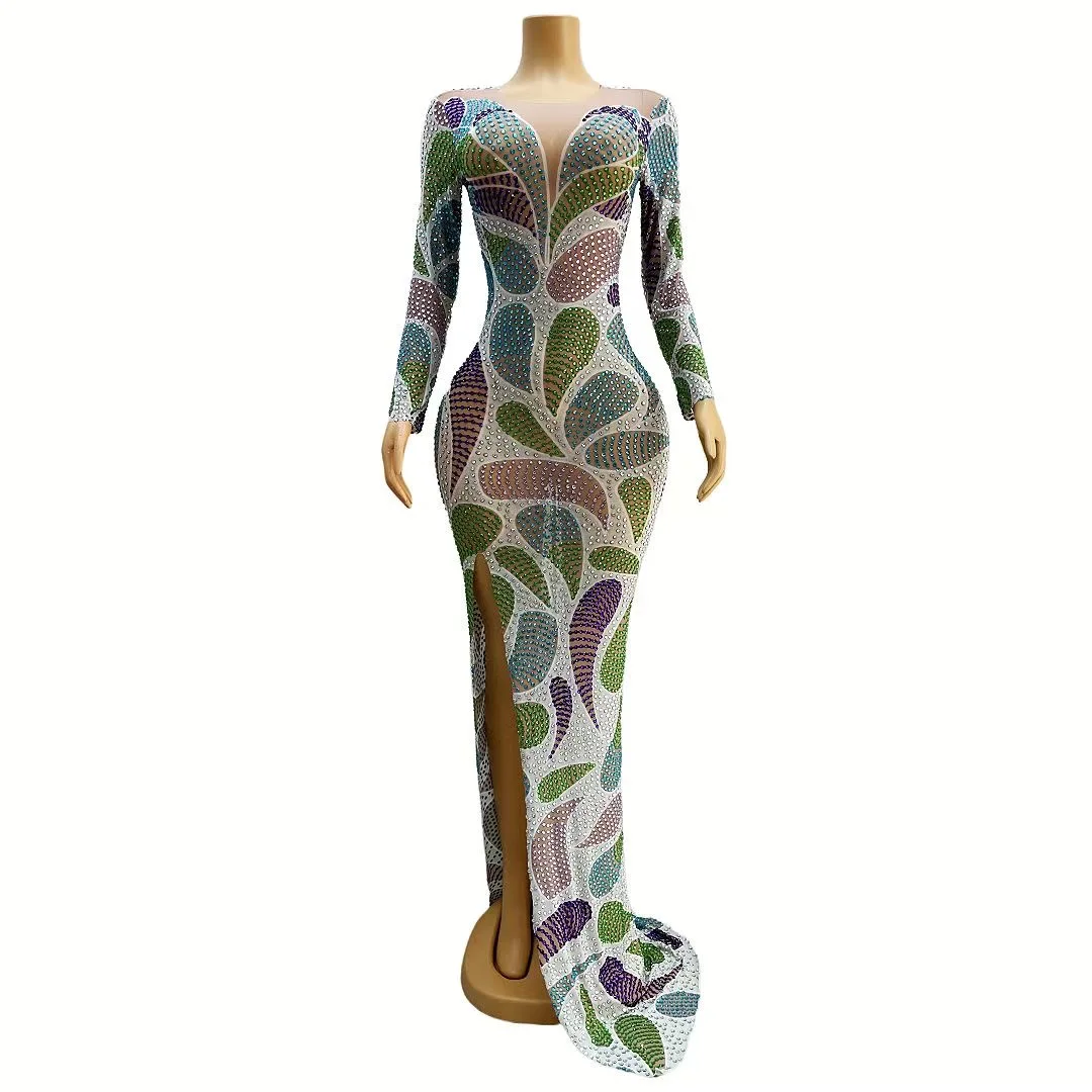 Evening Celebrate Colorful Rhinestones Long Train Dress Luxury Performance Costume Prom Party Show Dresses luoxuan
Evening Celebrate Colorful Rhinestones Long Train Dress Luxury Performance Costume Prom Party Show Dresses luoxuan