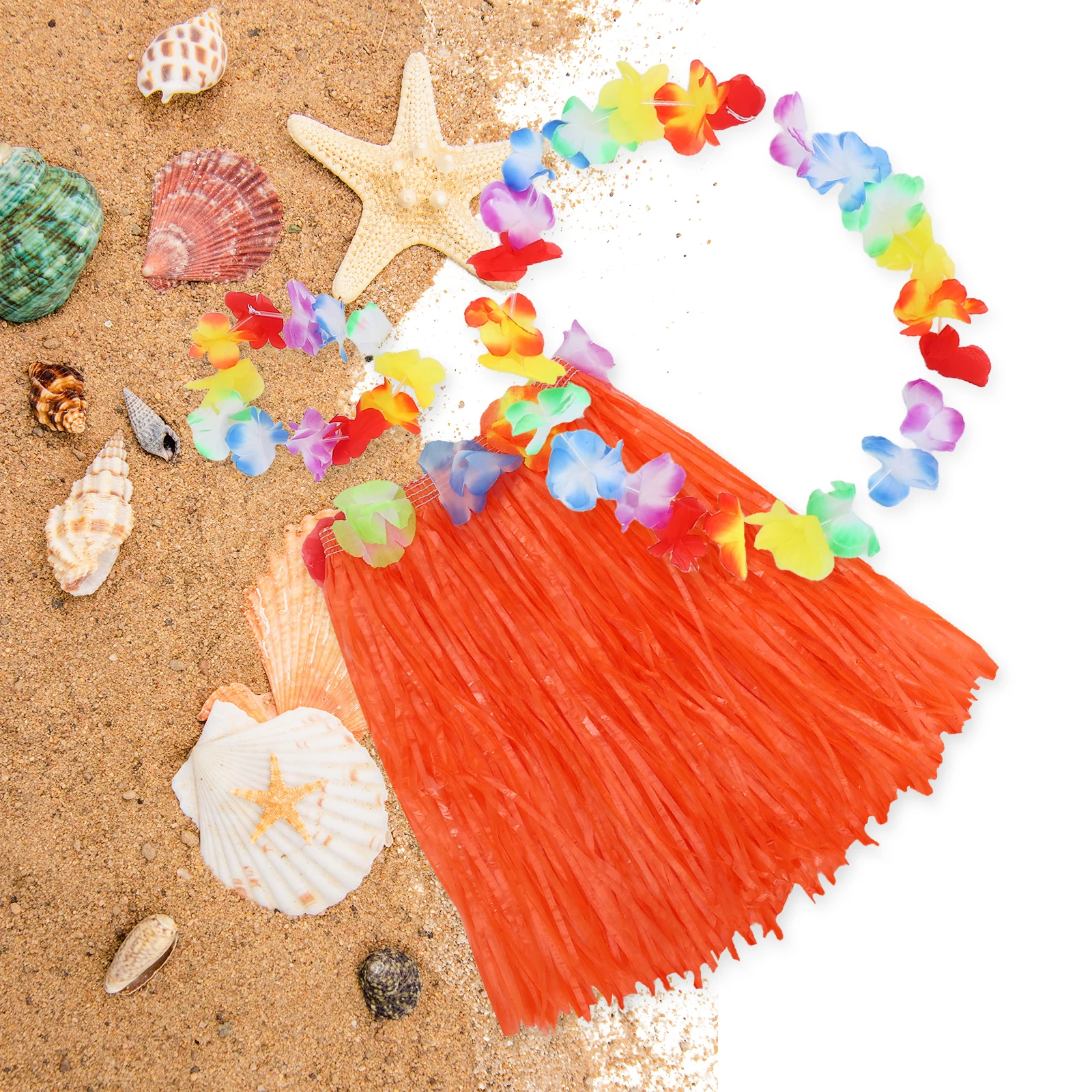 4pcs Hawaiian Skirt Set Kids Colorful Party Outfit Beach Tropical Headband Bracelets Garland Orange Luau Island Theme Dance
4pcs Hawaiian Skirt Set Kids Colorful Party Outfit Beach Tropical Headband Bracelets Garland Orange Luau Island Theme Dance