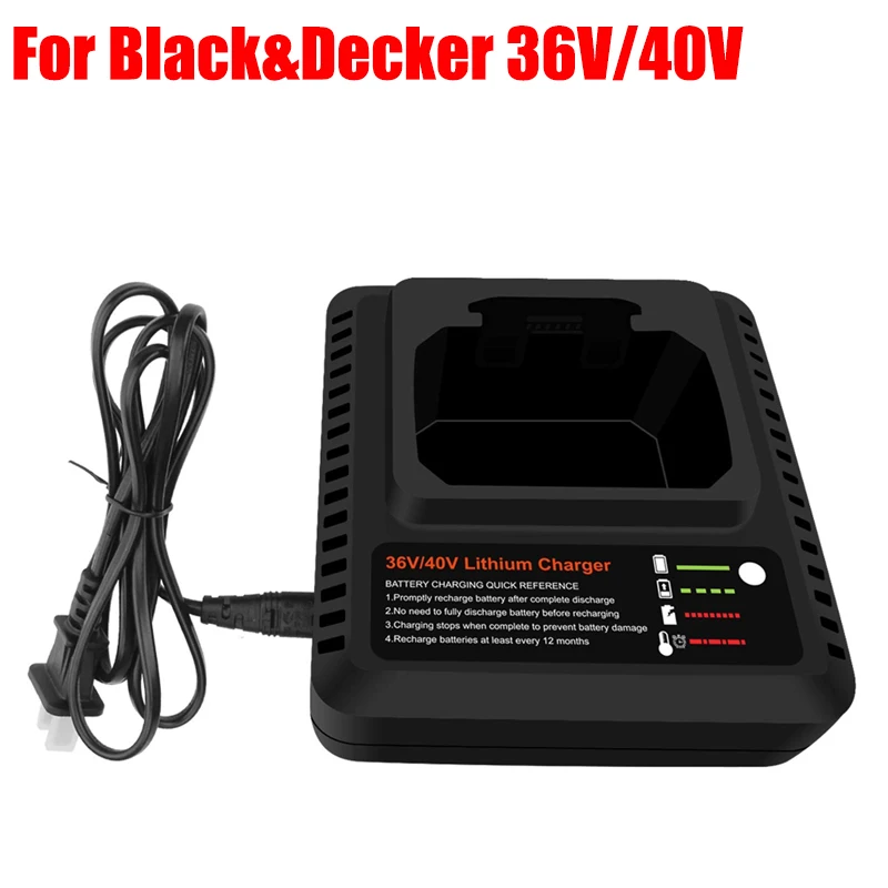 Lithium Battery Charger LCS36/LCS40 Replacement Battery Charger Portable Fast Charger for Black&Decker 36V/40V Lithium Batteries
Lithium Battery Charger LCS36/LCS40 Replacement Battery Charger Portable Fast Charger for Black&Decker 36V/40V Lithium Batteries