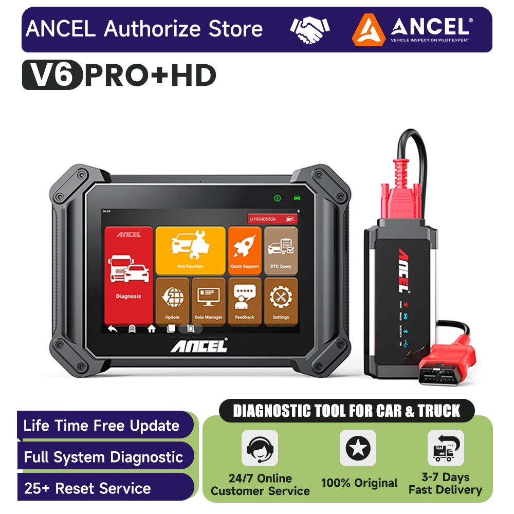 ANCEL V6 PRO+HD OBD2 Scanner Full System Diagnostic Tool with 40+ Reset ECU Coding Automotive Tool for Car and Truck
ANCEL V6 PRO+HD OBD2 Scanner Full System Diagnostic Tool with 40+ Reset ECU Coding Automotive Tool for Car and Truck