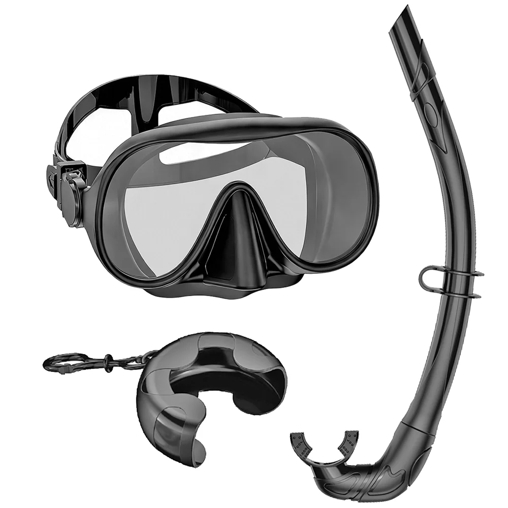 Frameless Snorkel Mask Set Panoramic Ultra Wide View Tempered Glass Wet Snorkeling Tube With BC Poctet Swimming Goggles Adults
Frameless Snorkel Mask Set Panoramic Ultra Wide View Tempered Glass Wet Snorkeling Tube With BC Poctet Swimming Goggles Adults