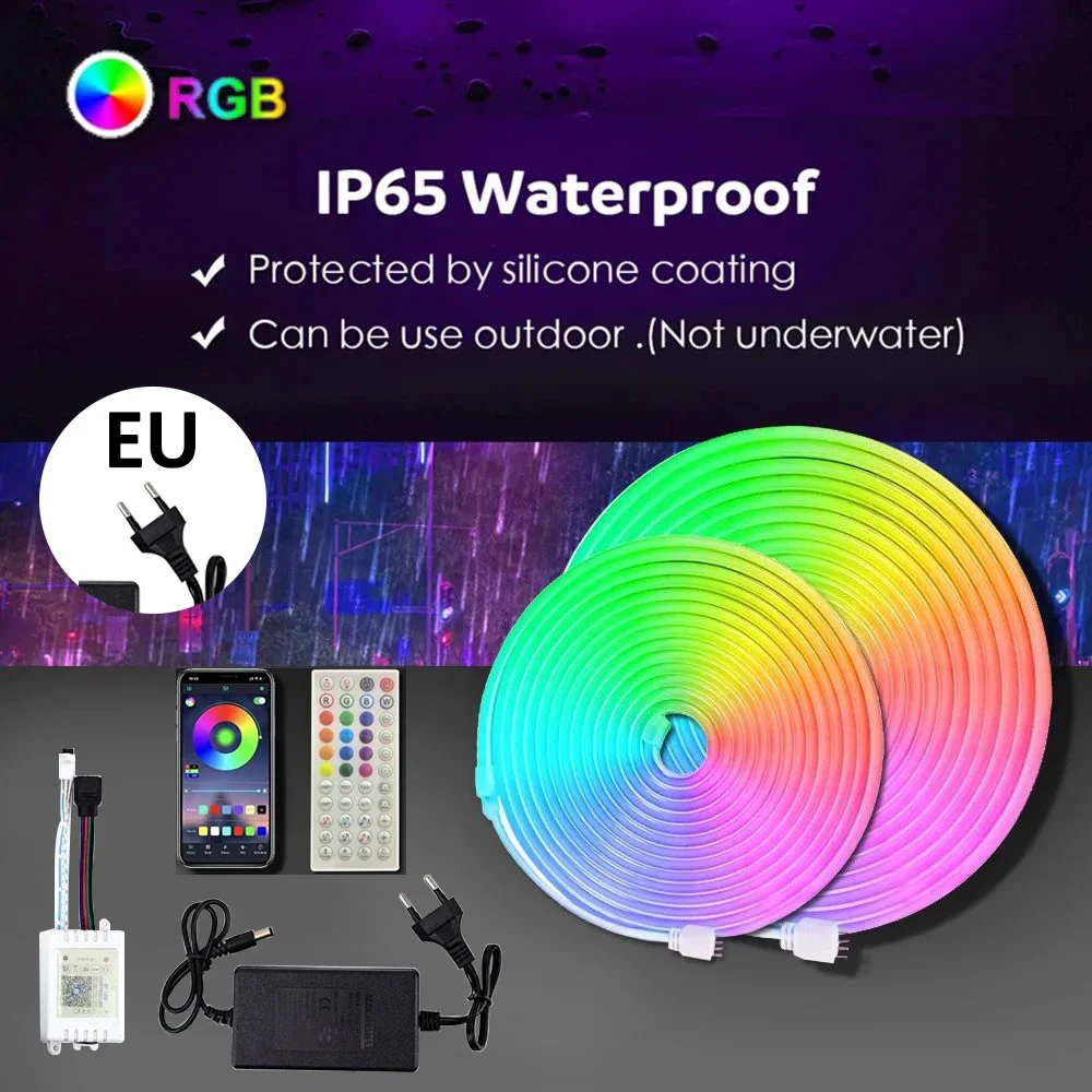 RGB Светодиодная лента, неоновая лампа, Bluetooth, гибкая Водонепроницаемая силиконовая вывеска, лента, лампа 108 светодиодов/м, приложение для дистанционного управления, декор подсветки комнаты
RGB Светодиодная лента, неоновая лампа, Bluetooth, гибкая Водонепроницаемая силиконовая вывеска, лента, лампа 108 светодиодов/м, приложение для дистанционного управления, декор подсветки комнаты