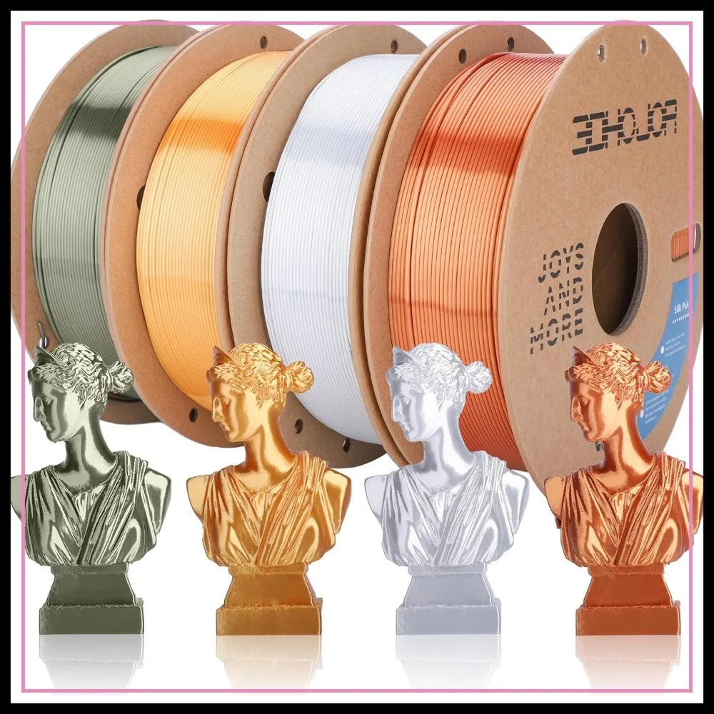 Silk PLA Filament 1.75mm, 4 Spools 1kg Each, Shiny Finish, Dimensional Accuracy +/-0.03mm, Fit Most FDM Printers
Silk PLA Filament 1.75mm, 4 Spools 1kg Each, Shiny Finish, Dimensional Accuracy +/-0.03mm, Fit Most FDM Printers