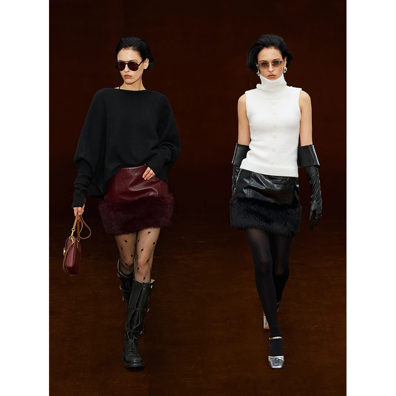 Randpickee Retro Series Patchwork Leather Skirt Mid-Calf Fur Trim Low Waist A-Line Skirt Street Style Casual Wear
Randpickee Retro Series Patchwork Leather Skirt Mid-Calf Fur Trim Low Waist A-Line Skirt Street Style Casual Wear