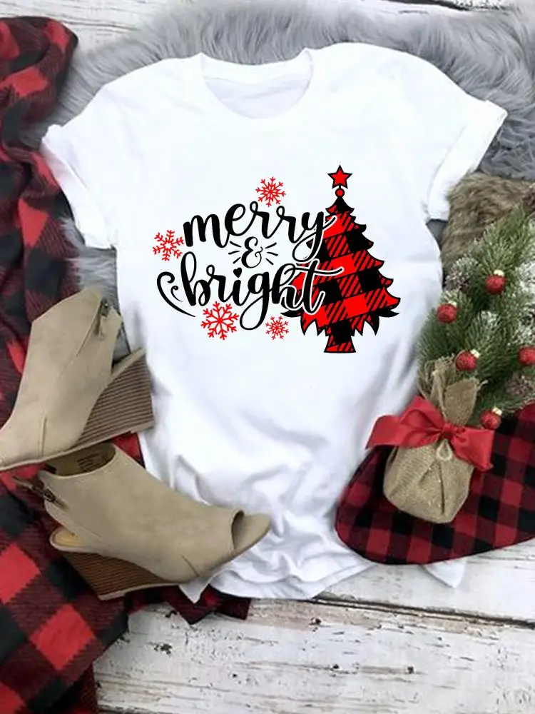 Graphic Tee New Year Merry Christmas Clothing T Print Short Sleeve Plaid Love Tree Trend Women Fashion Female Casual T-shirts
Graphic Tee New Year Merry Christmas Clothing T Print Short Sleeve Plaid Love Tree Trend Women Fashion Female Casual T-shirts