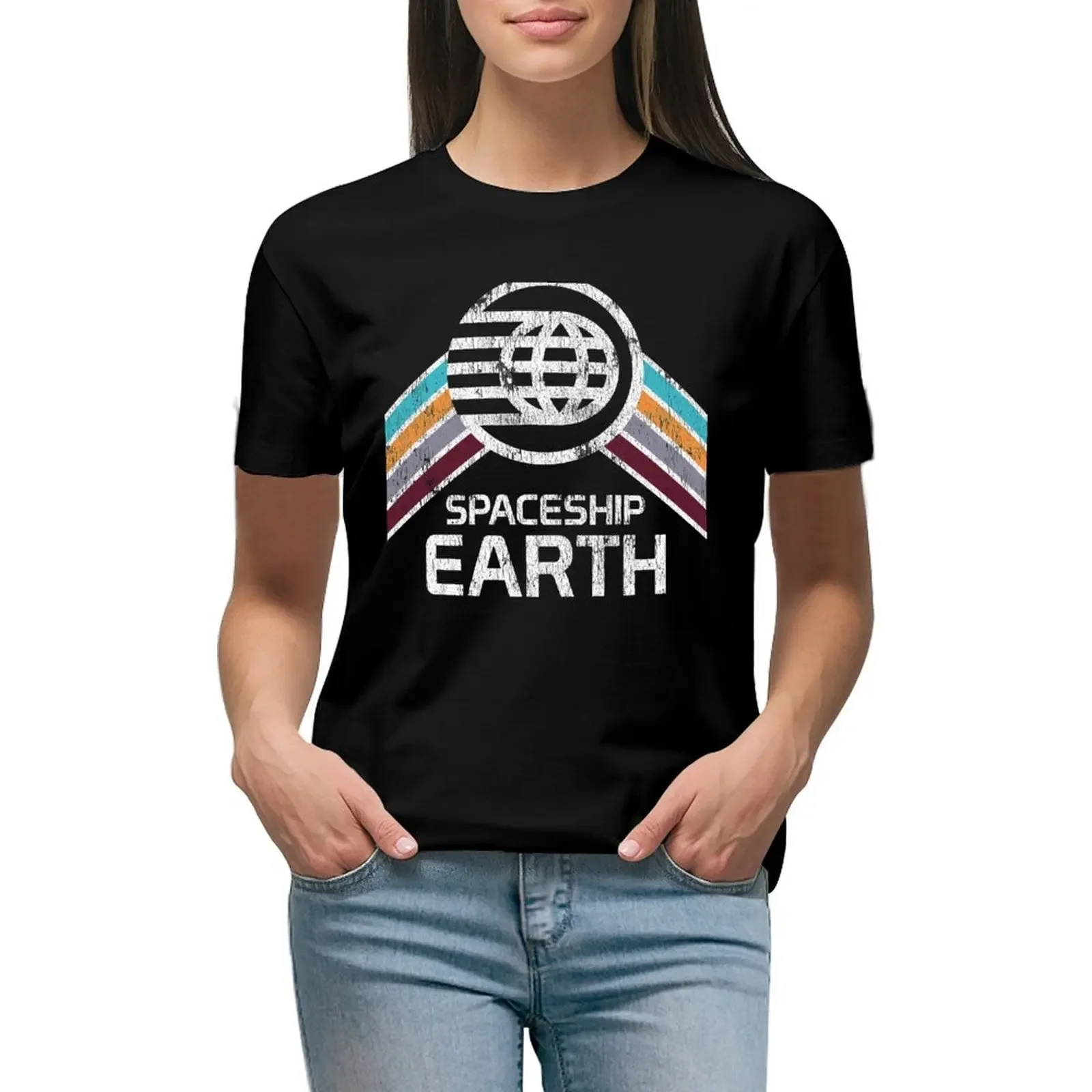 Spaceship Earth Logo in Vintage Distressed Retro Style T-Shirt customs design your own lady clothes female t shirt dress Women
Spaceship Earth Logo in Vintage Distressed Retro Style T-Shirt customs design your own lady clothes female t shirt dress Women